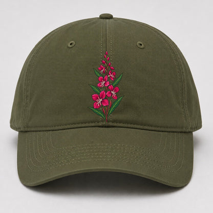 Yukon Fireweed Spike Canada Cultural Icons Baseball Cap – Army Green