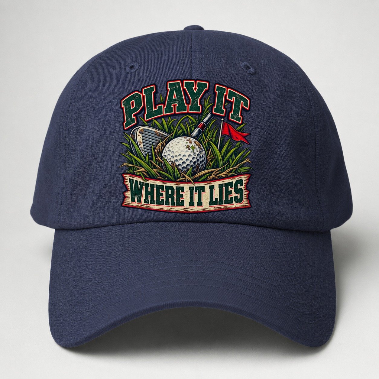 Play It Where It Lies Golf Life Baseball Cap – Twilight Navy