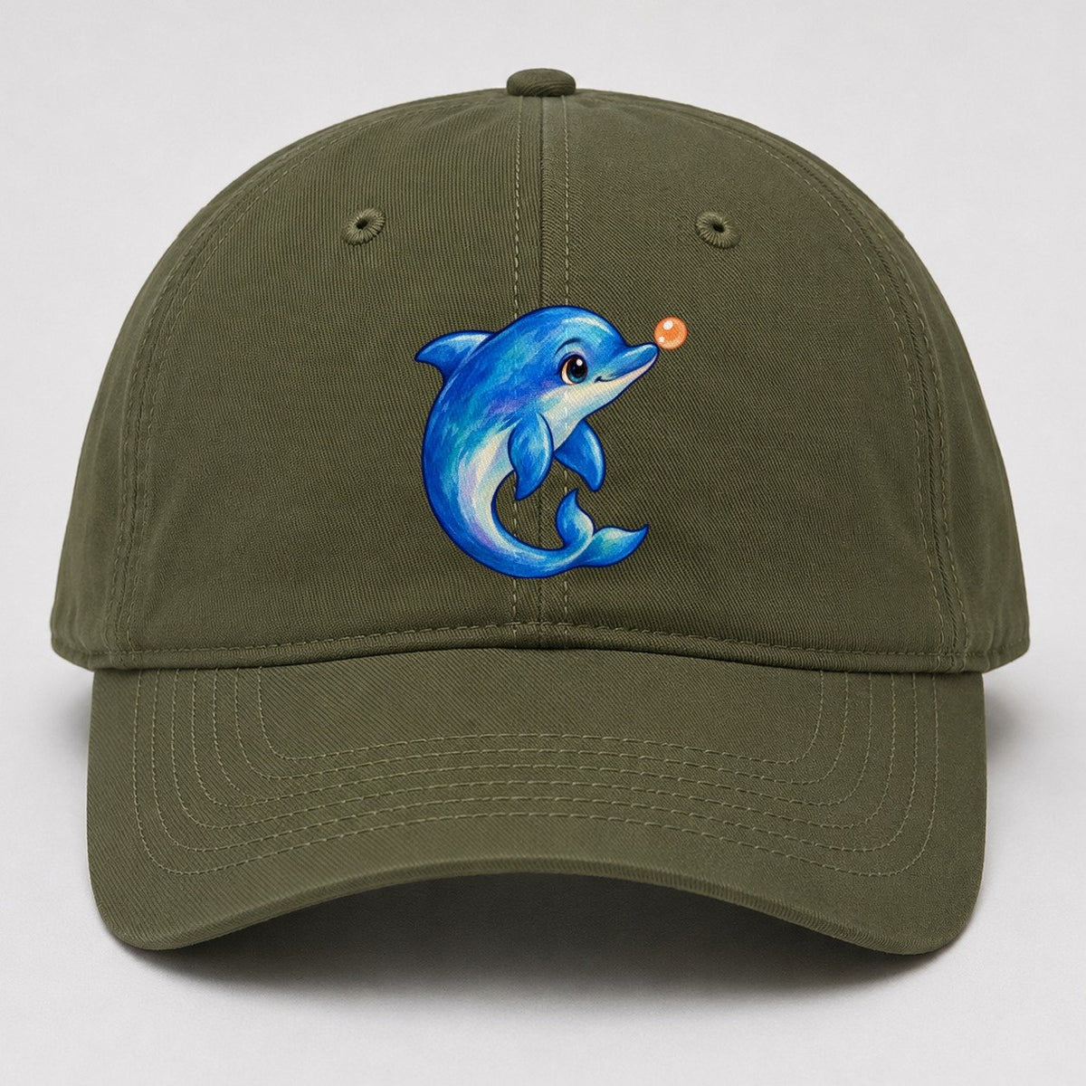 Dolphin Nose Boop Sea Sprite Baseball Cap – Army Green