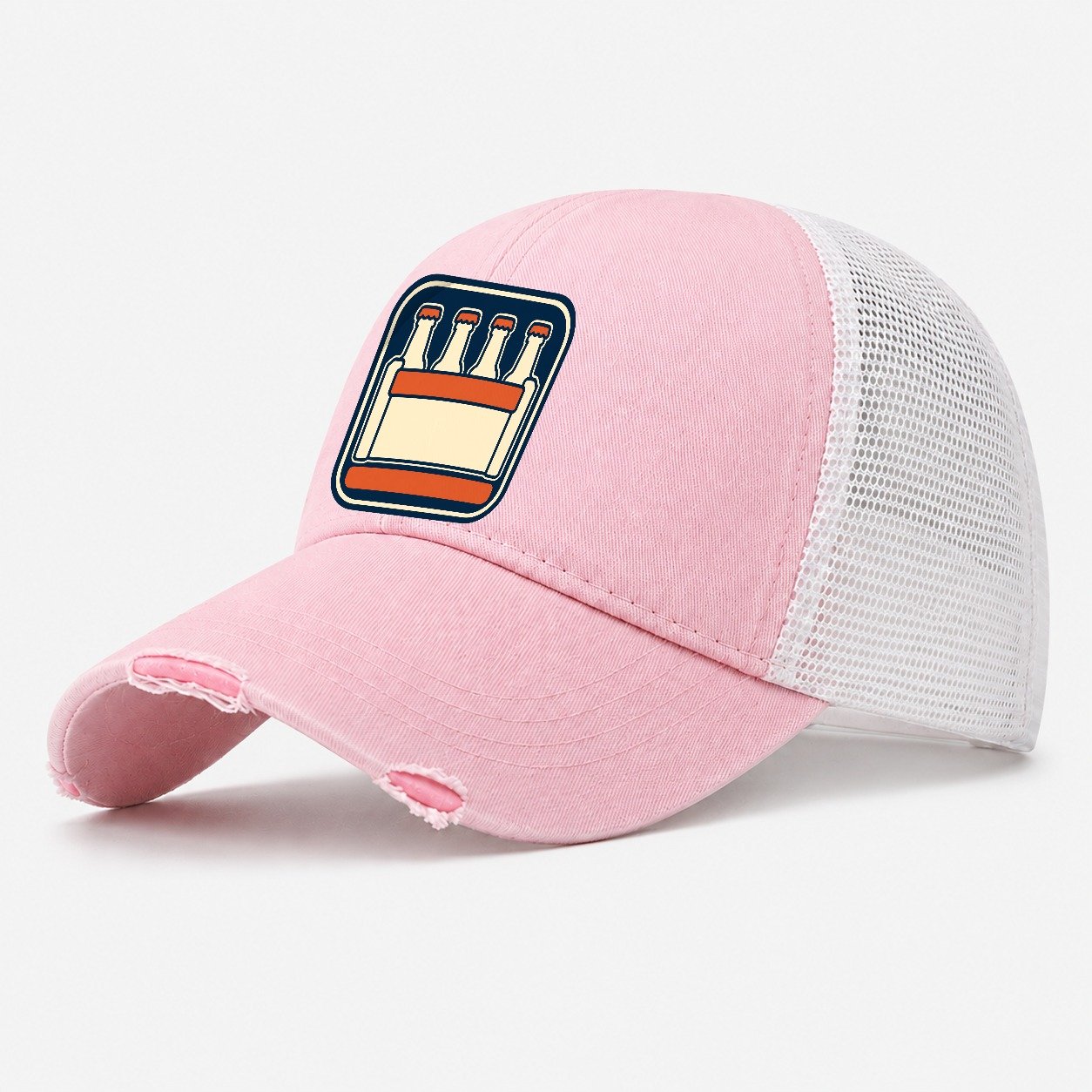 Bottle Crate Washed Trucker Hat – Light Pink