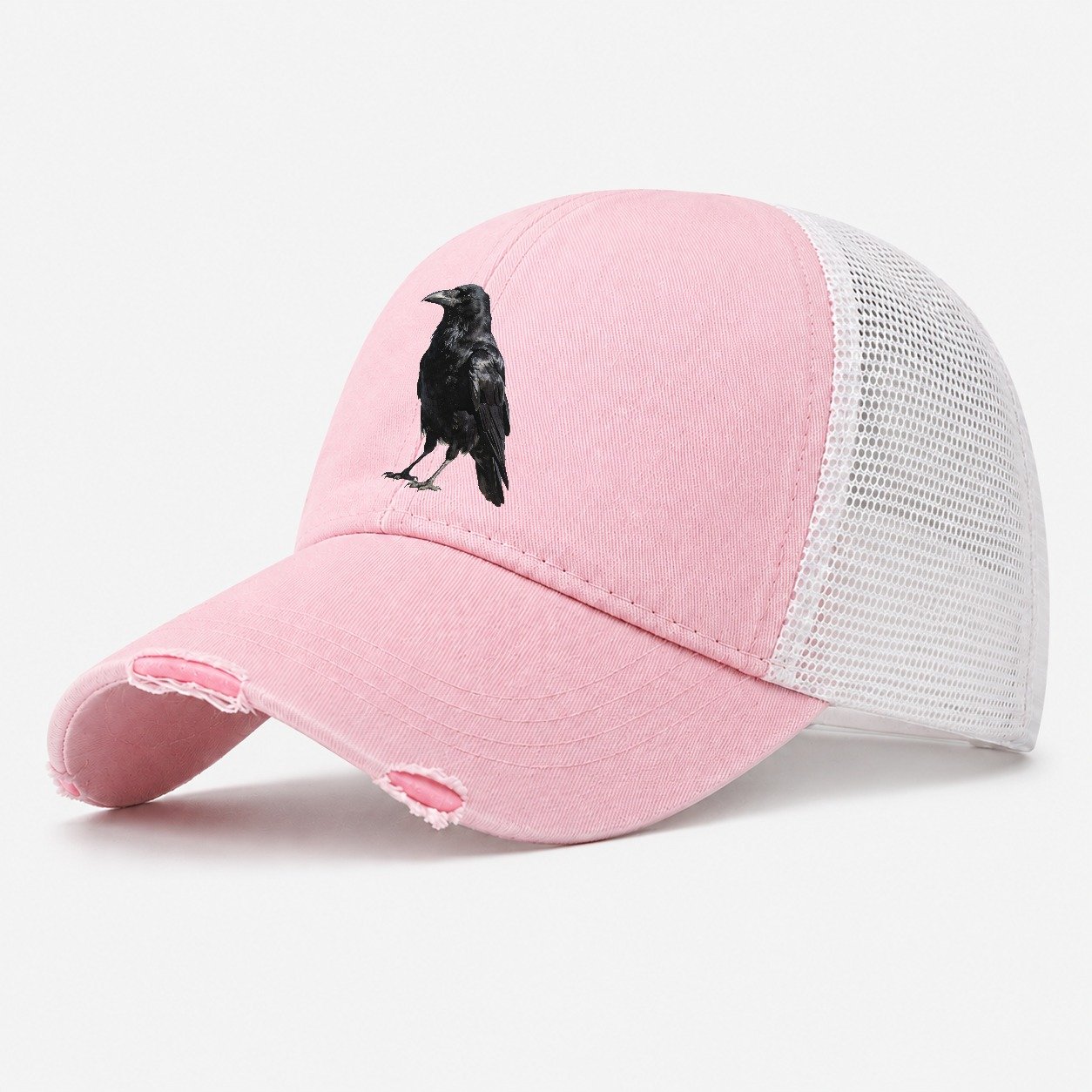 Raven Washed Trucker Hat – Light Pink