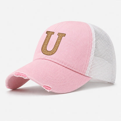 Woven Tweed U Monogram Washed Trucker Hat – Light Pink