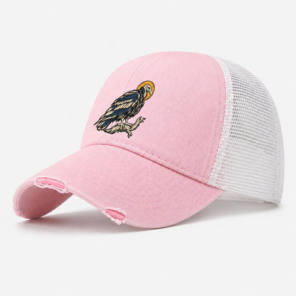 Vulture Solar Disc Sundown Familiars Washed Trucker Hat – Light Pink