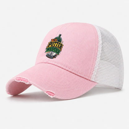 The Putter Whisperer Golf Life Washed Trucker Hat – Light Pink