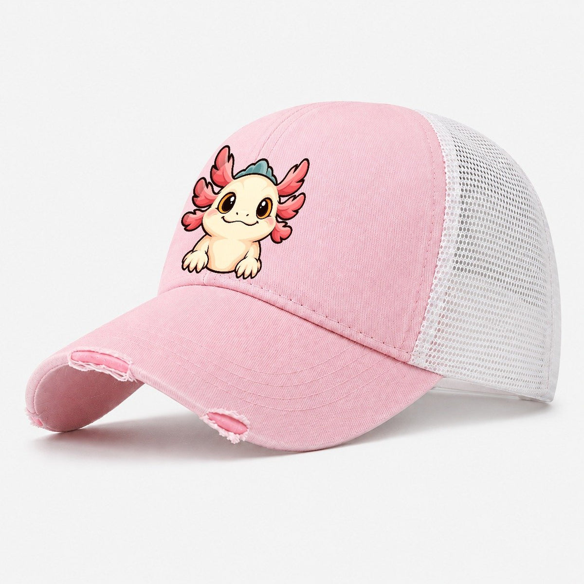 Tank Room Axolotl Aquarium Keeping Washed Trucker Hat – Light Pink
