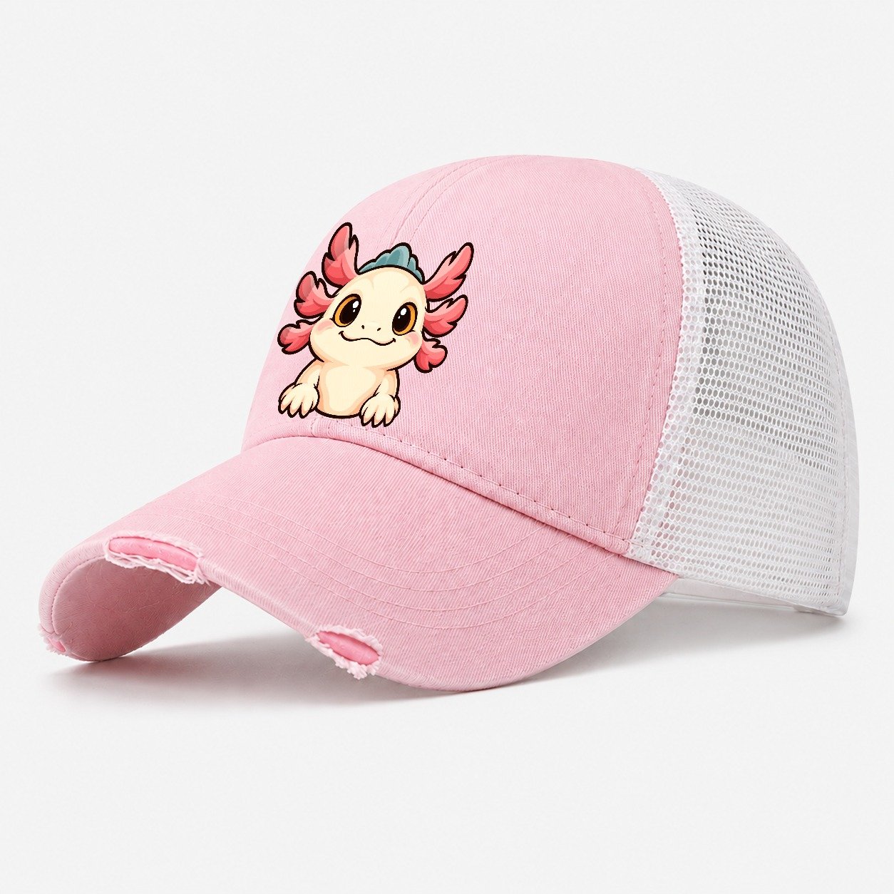 Tank Room Axolotl Aquarium Keeping Washed Trucker Hat – Light Pink