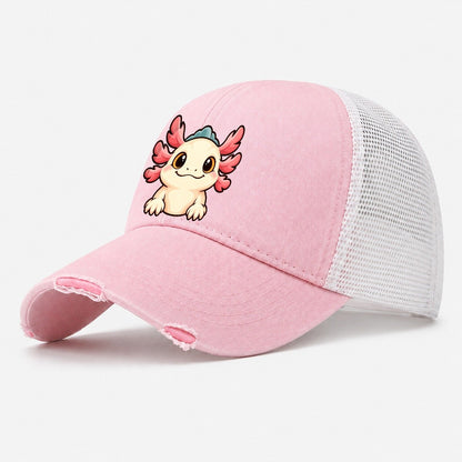 Tank Room Axolotl Aquarium Keeping Washed Trucker Hat – Light Pink