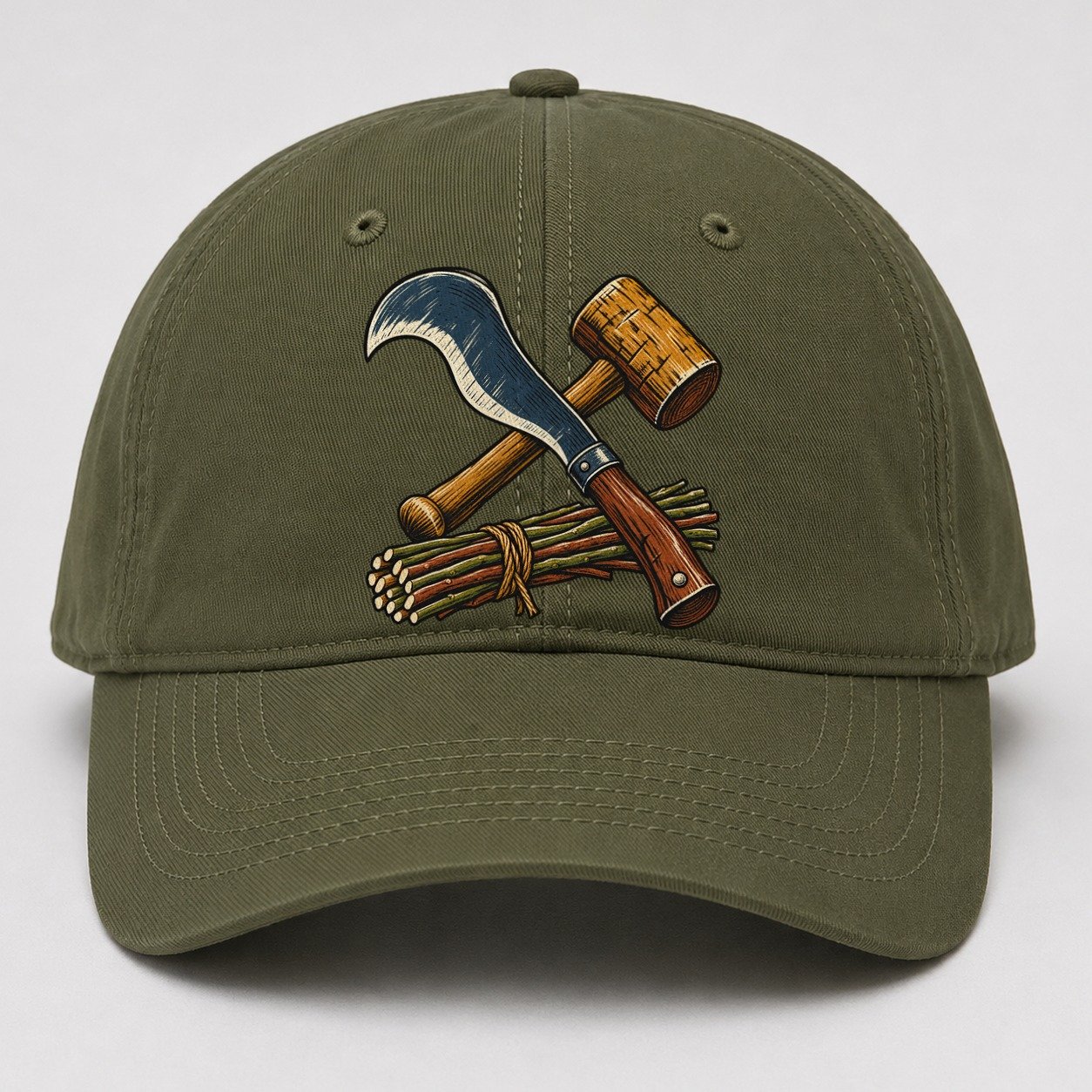 Hedgelayer Billhook Mallet And Hazel Rods Uk Culture Heritage Baseball Cap – Army Green