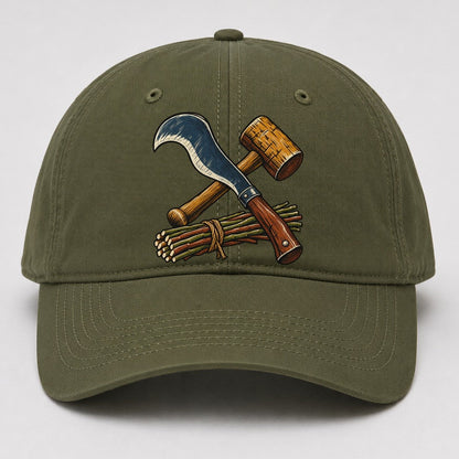 Hedgelayer Billhook Mallet And Hazel Rods Uk Culture Heritage Baseball Cap – Army Green