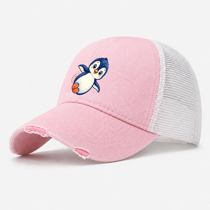 Penguin Side Slide Sea Sprite Washed Trucker Hat – Light Pink