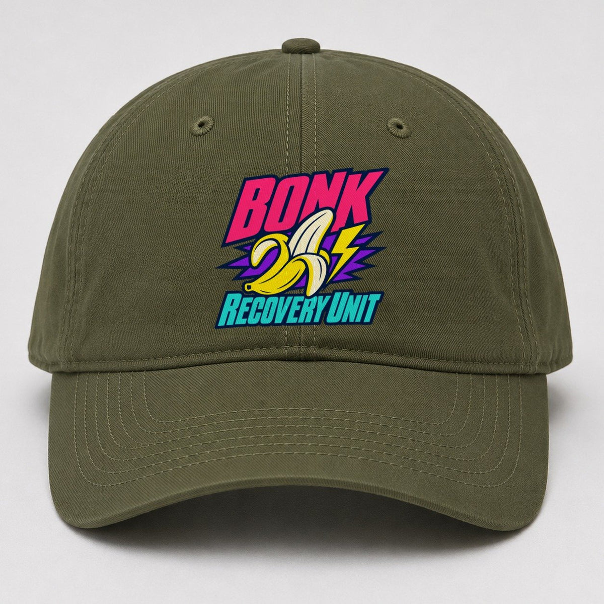 Bonk Recovery Unit 90S Running Clubs Baseball Cap – Army Green