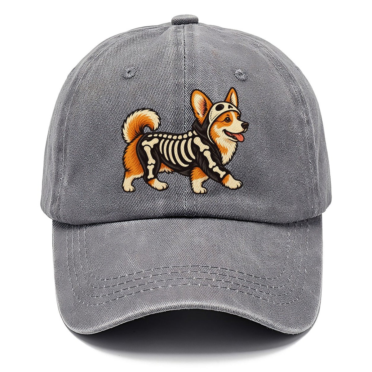 One Corgi In Halloween Costume Skeleton With Painted On Bones Halloween Dog Parade Classic Cap – Urban Haze