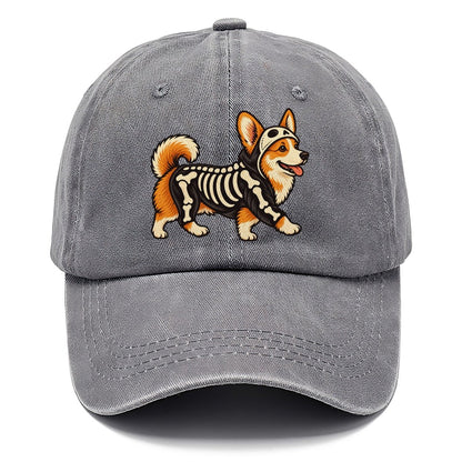 One Corgi In Halloween Costume Skeleton With Painted On Bones Halloween Dog Parade Classic Cap – Urban Haze
