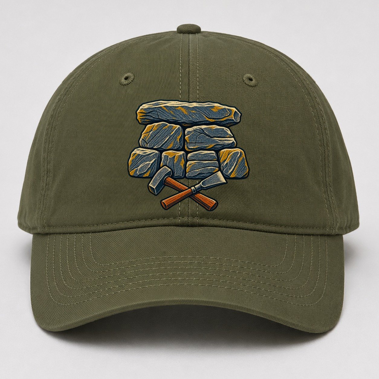 Seven Stone Wall Mason Hammer And Chisel Uk Culture Heritage Baseball Cap – Army Green