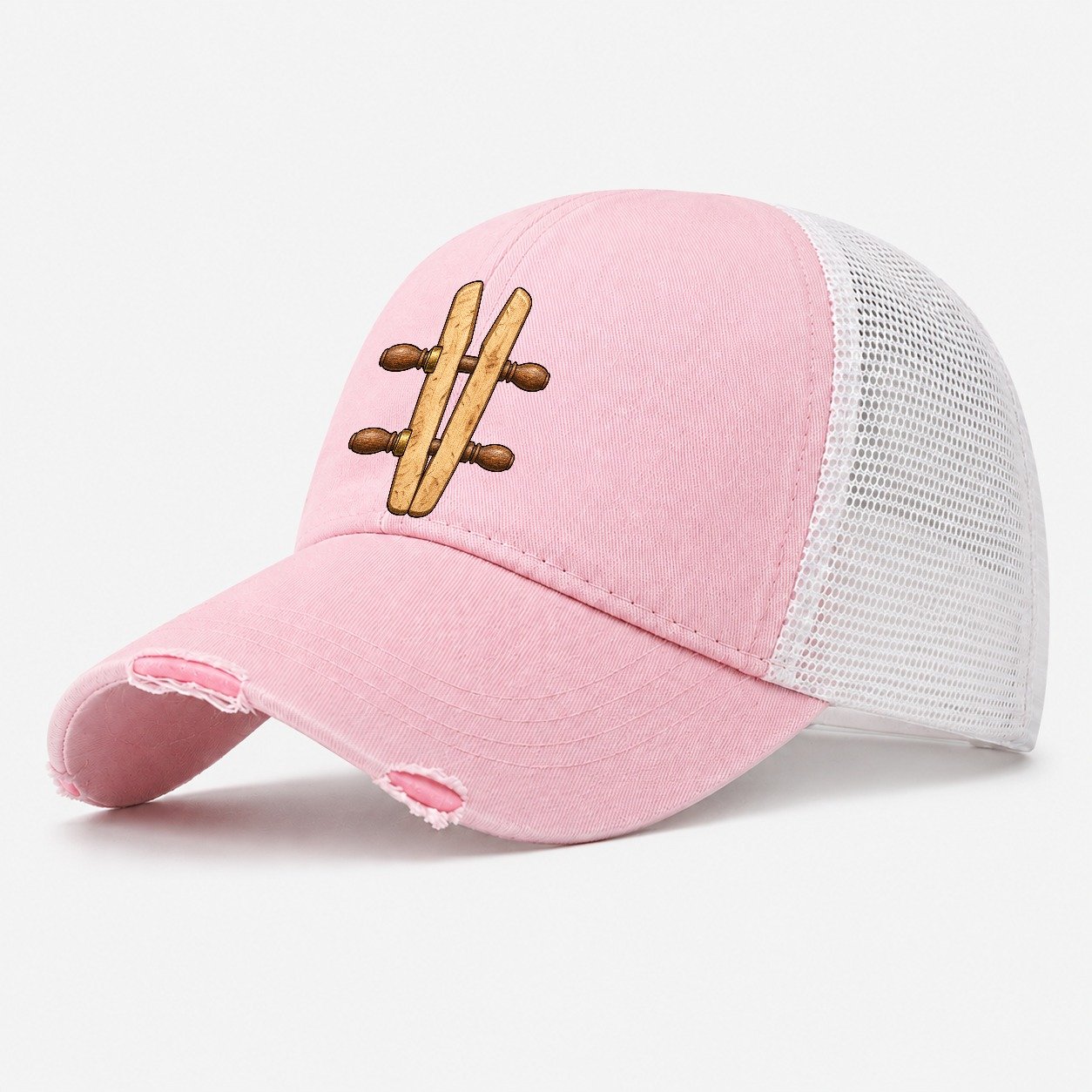 Wooden Handscrew Clamp Woodworking Washed Trucker Hat – Light Pink