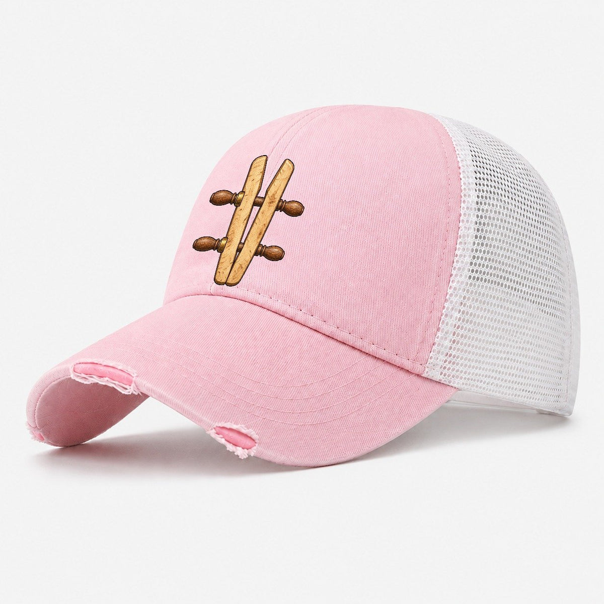 Wooden Handscrew Clamp Woodworking Washed Trucker Hat – Light Pink