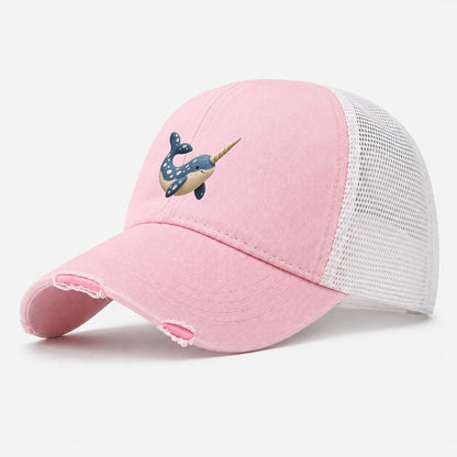 Narwhal Quiet Turn Washed Trucker Hat – Light Pink