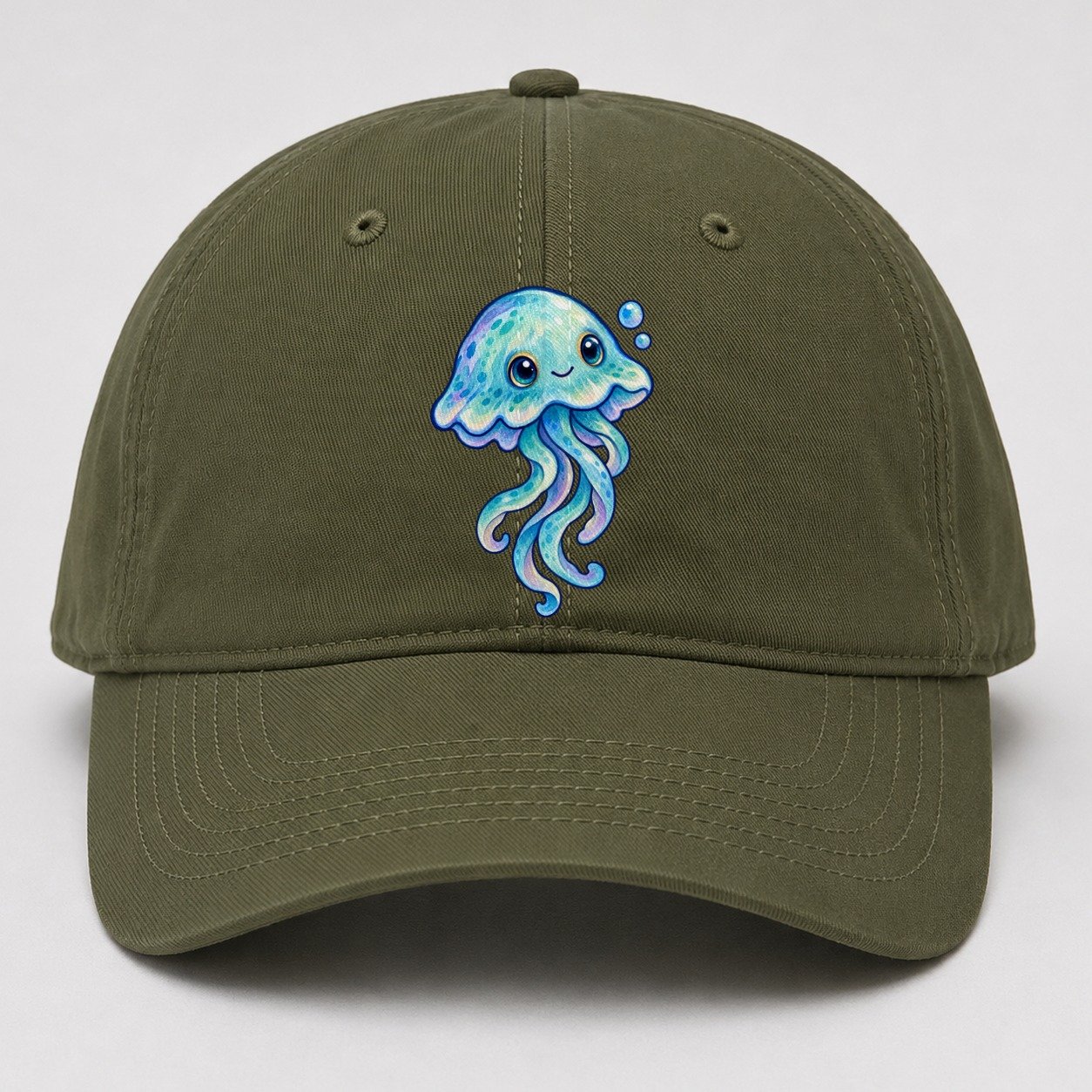 Jellyfish Upward Drift Sea Sprite Baseball Cap – Army Green