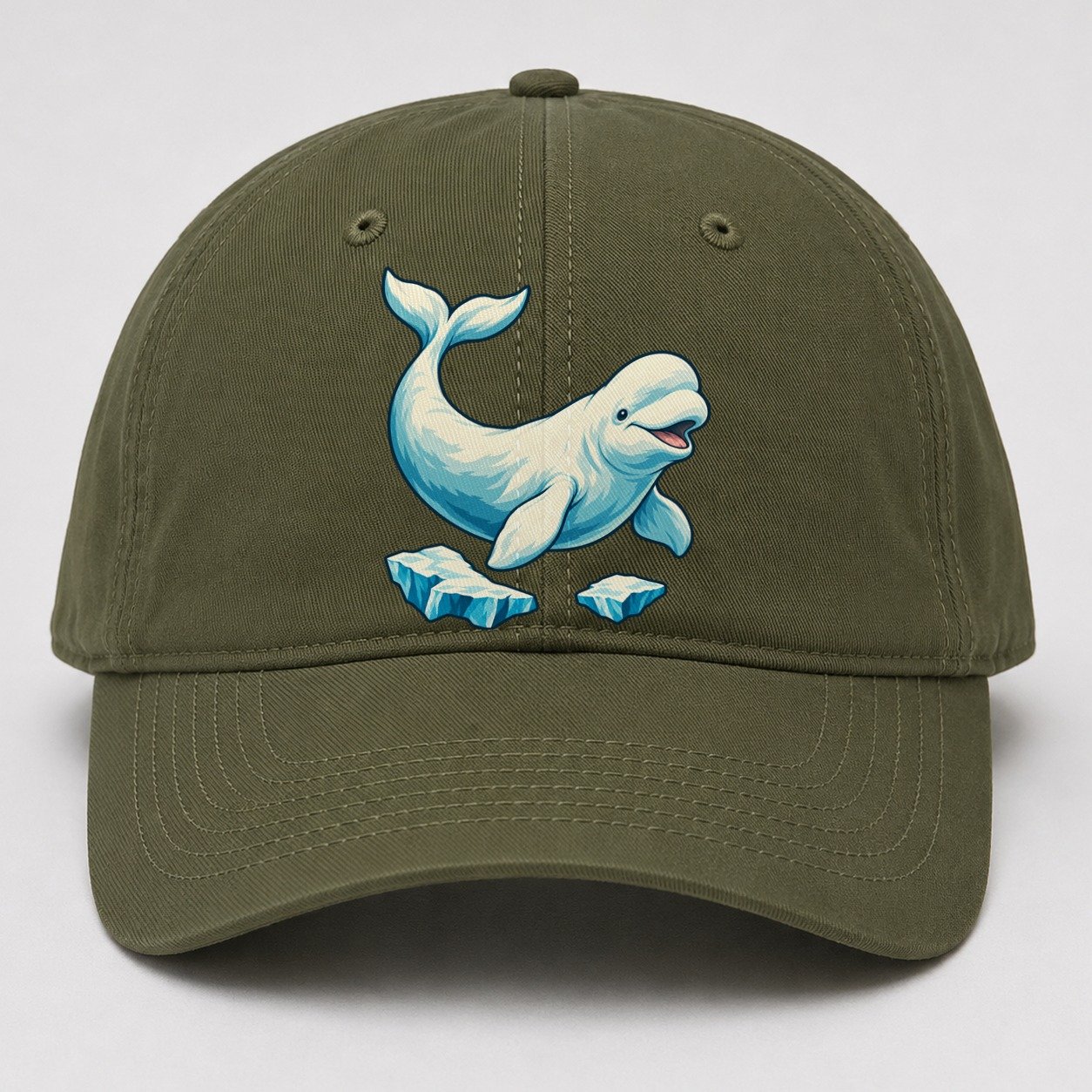 Beluga Whale And Floating Ice Canada Cultural Icons Baseball Cap – Army Green