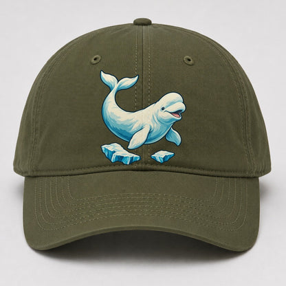 Beluga Whale And Floating Ice Canada Cultural Icons Baseball Cap – Army Green