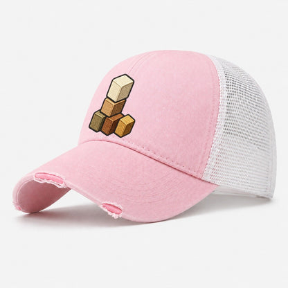 Stack Of Resource Cubes Board Games Washed Trucker Hat – Light Pink