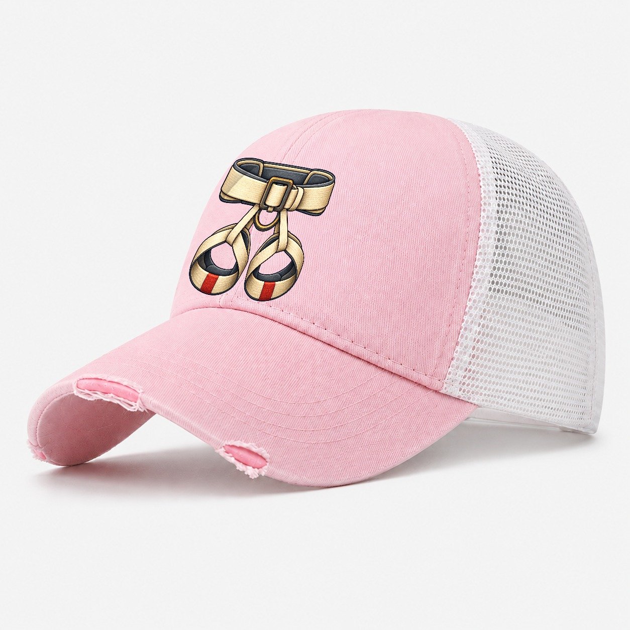 Climbing Harness Rock Climbing Washed Trucker Hat – Light Pink
