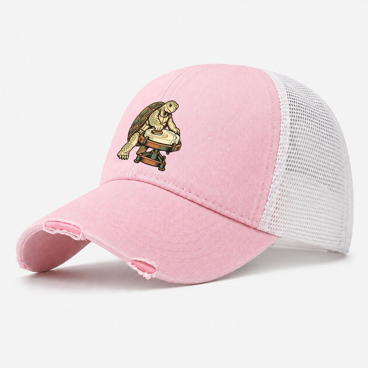 Turtle Lens Grinder Sundown Familiars Washed Trucker Hat – Light Pink