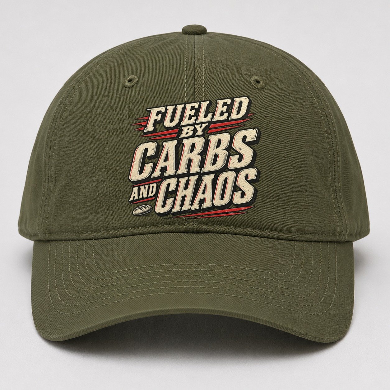 Fueled By Carbs And Chaos American Wit Baseball Cap – Army Green
