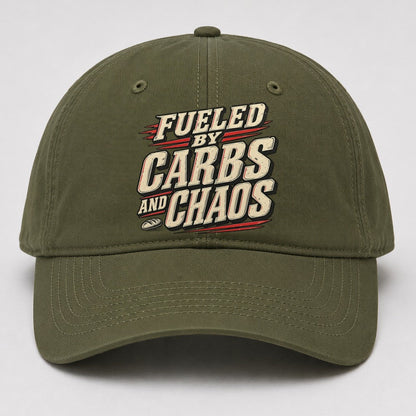 Fueled By Carbs And Chaos American Wit Baseball Cap – Army Green