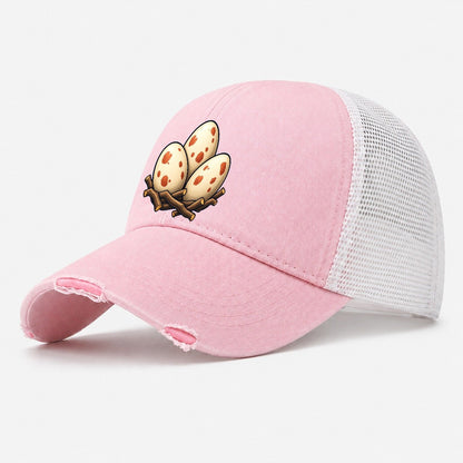 Nest Of Three Eggs Birdwatching Washed Trucker Hat – Light Pink