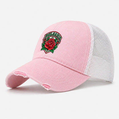 Bulgaria Retro Badge Country Logos Washed Trucker Hat – Light Pink