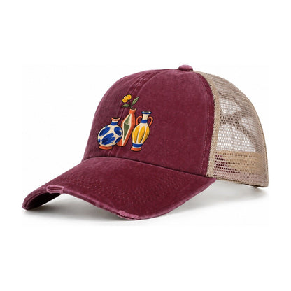 Bud Vase Trio Clay Color Makers Women's Ponytail Trucker Hat – Burgundy Khaki