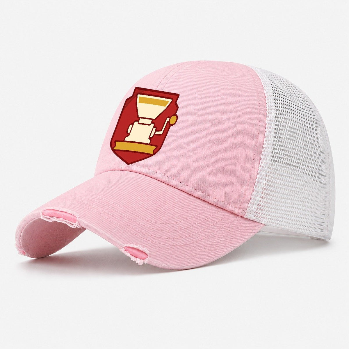 Grain Mill Crest Washed Trucker Hat – Light Pink