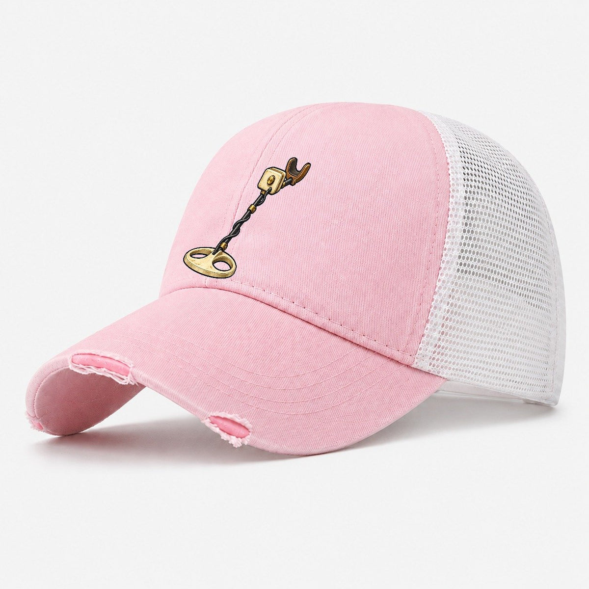 The Detector Treasure Hunting Washed Trucker Hat – Light Pink