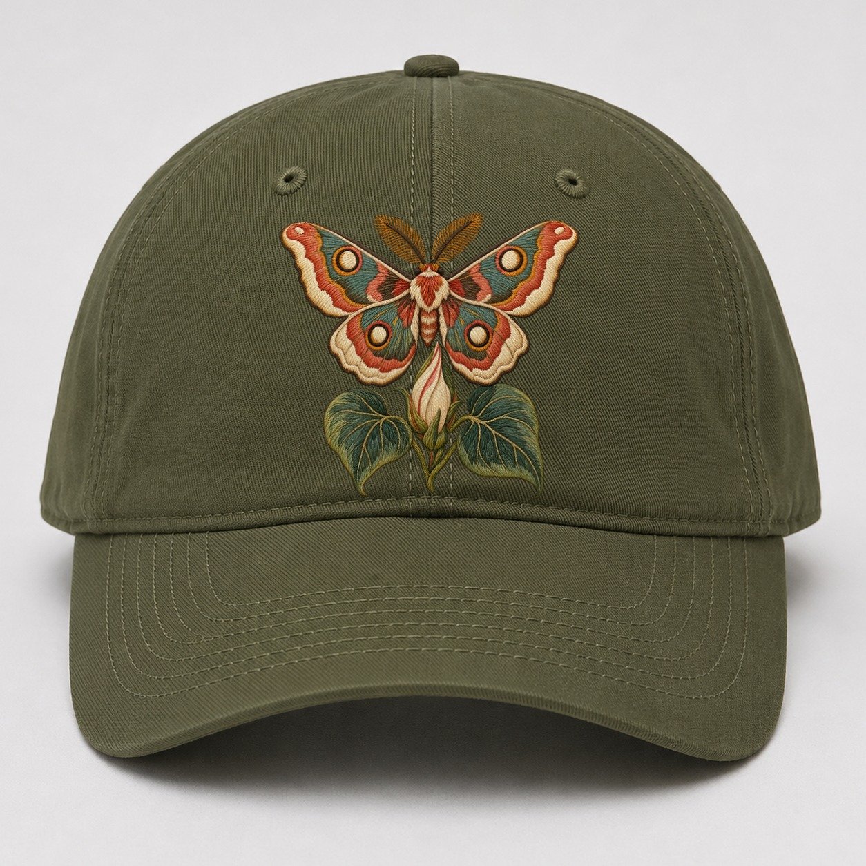 Silk Moth Moonflower Rest Gentle Wild Baseball Cap – Army Green