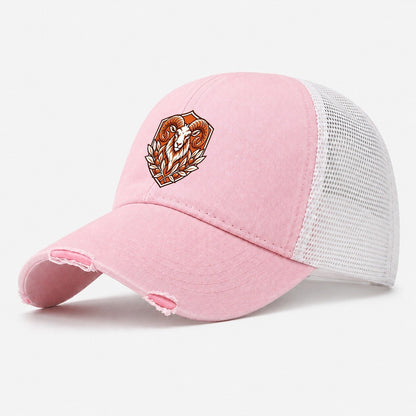 Cyprus Minimal Emblem Country Logos Washed Trucker Hat – Light Pink