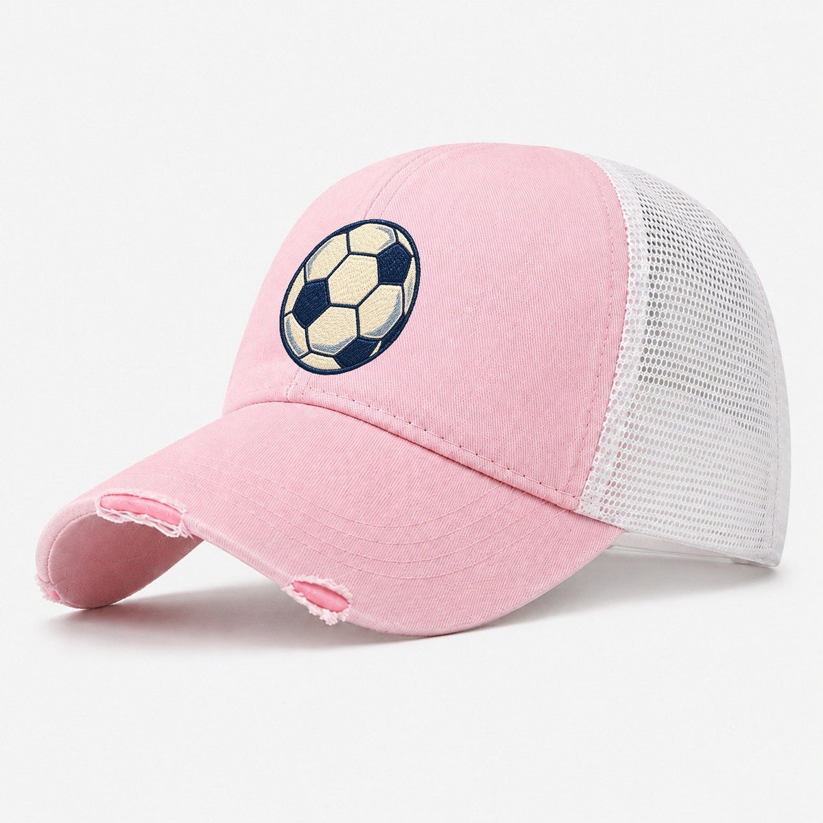 Soccer Ball Tiny Solo Marks Washed Trucker Hat – Light Pink