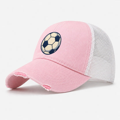 Soccer Ball Tiny Solo Marks Washed Trucker Hat – Light Pink
