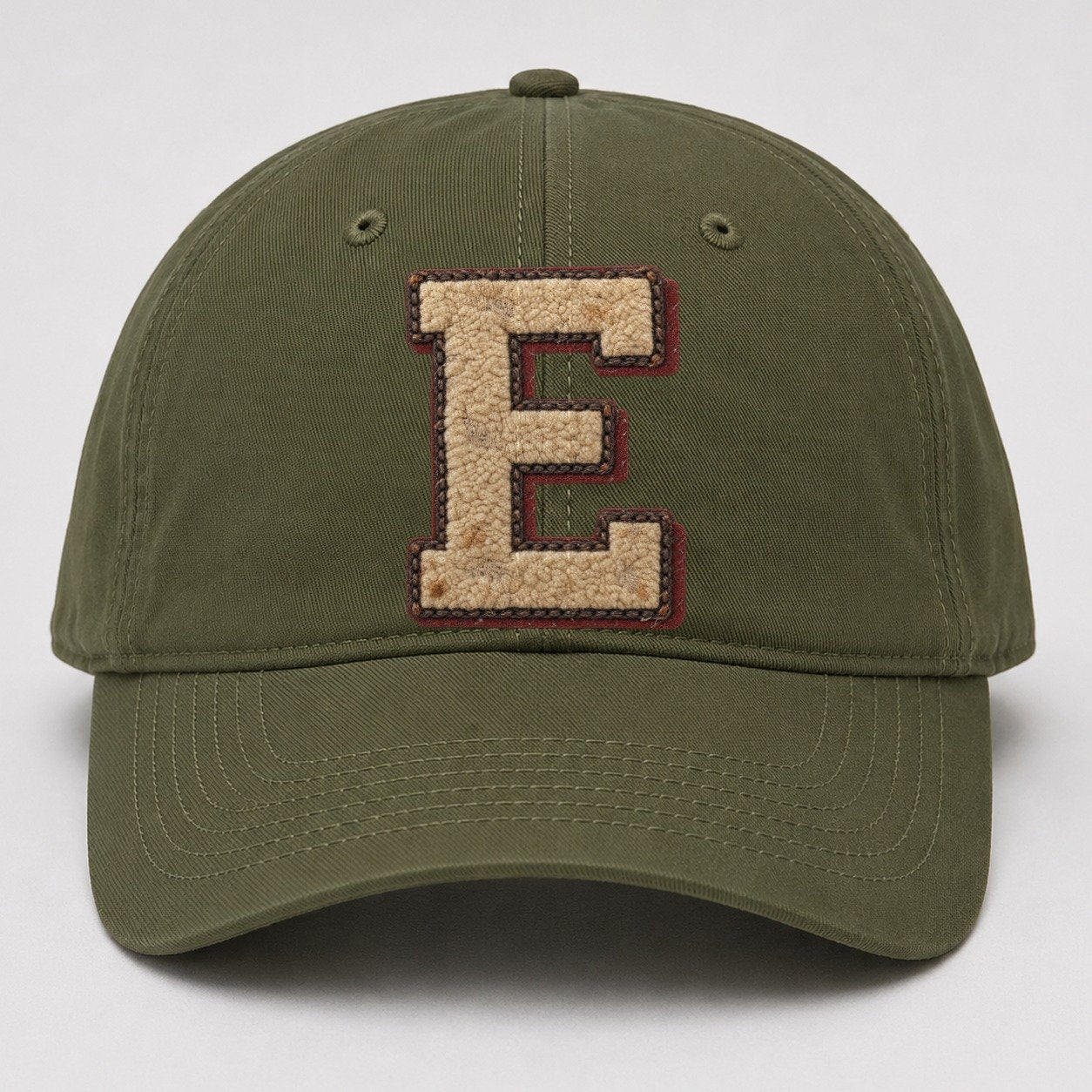 Varsity Chenille E Monogram Baseball Cap – Army Green