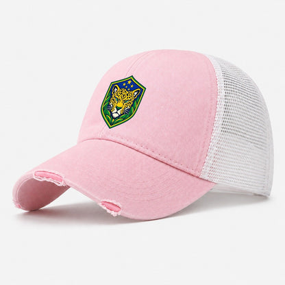 Brazil Minimal Emblem Country Logos Washed Trucker Hat – Light Pink