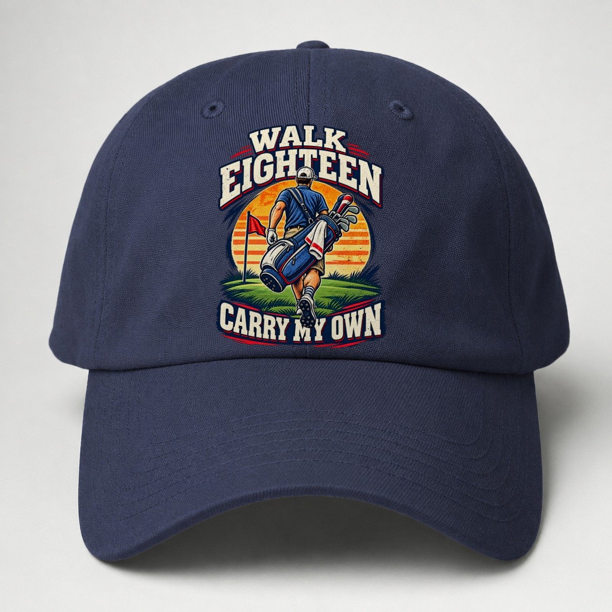 Walk Eighteen Carry My Own Golf Life Baseball Cap – Twilight Navy