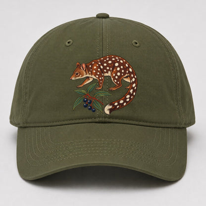 Spotted Tail Quoll And Mountain Pepper Berries Australia Cultural Icons Baseball Cap – Army Green