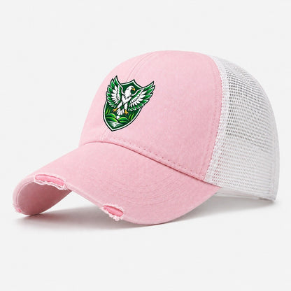 Nigeria Minimal Emblem Country Logos Washed Trucker Hat – Light Pink