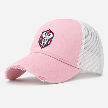 Thailand Minimal Emblem Country Logos Washed Trucker Hat – Light Pink