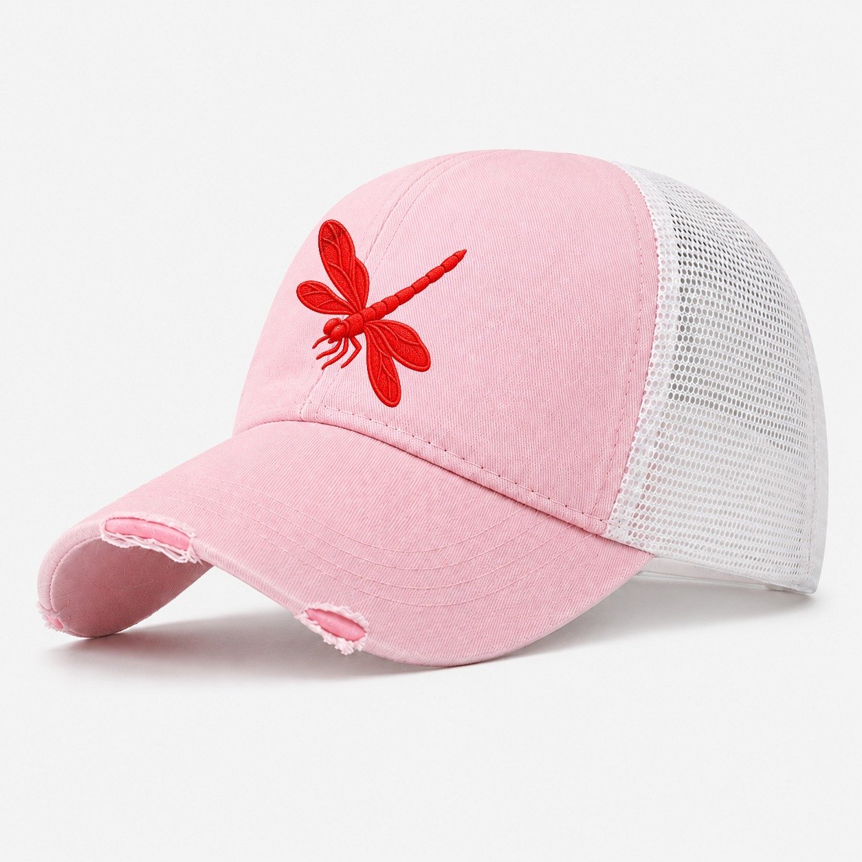 Dragonfly Banking Turn Micro Motion Mark Washed Trucker Hat – Light Pink