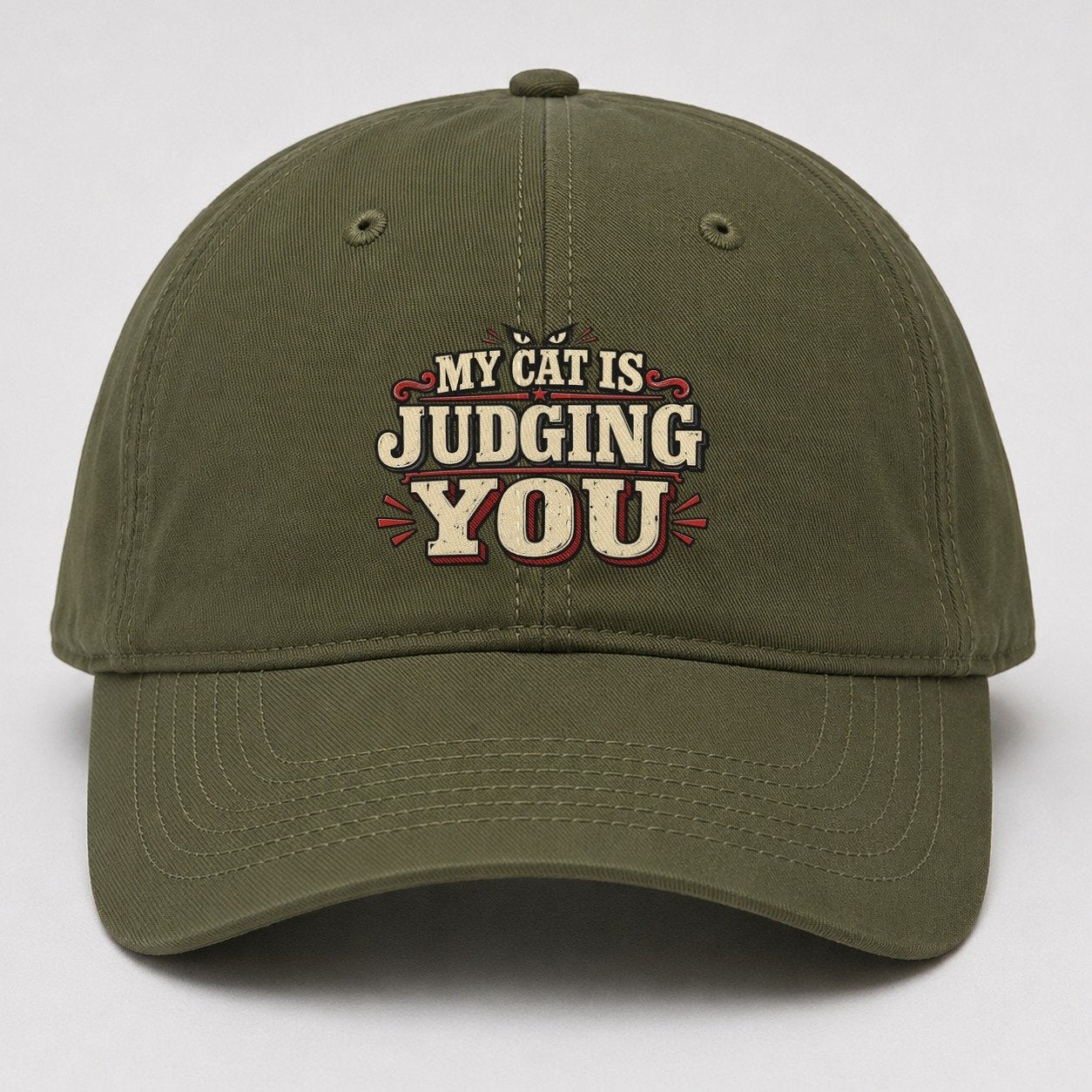 My Cat Is Judging You American Wit Baseball Cap – Army Green