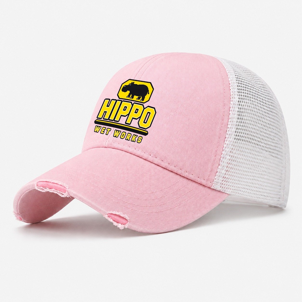 Hippo Wet Works Heavy Duty Washed Trucker Hat – Light Pink