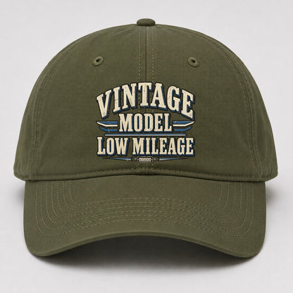 Vintage Model Low Mileage American Wit Baseball Cap – Army Green