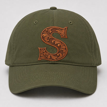 Tooled Leather S Monogram Baseball Cap – Army Green