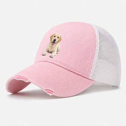 Labrador Retriever Lying Down Top Breeds Washed Trucker Hat – Light Pink